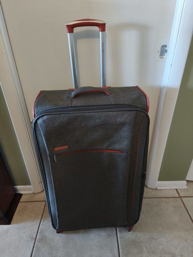 BAUDET Lightweight Double Wheels Fabric Suitcase 28" x 18" x 11", Gray, Pre-owned 