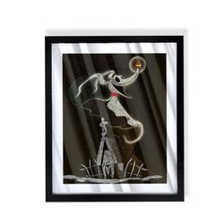 Zero ghost dog from Nightmare Before Christmas in black frame