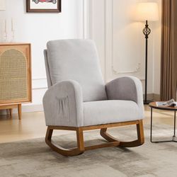 Nursery gray fabric rocking chair