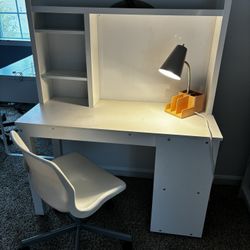 Desk, Chair & Desk Lamp