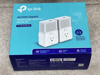 Lot Of 2 TP-Link Gigabit Powerline Adapters (One New) Starter Kit TL-PA7010P