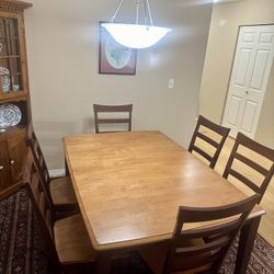 Solid Wood Dining Table 6 Chairs 