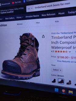 Timberland PRO Men's Boondocks 6 Inch Composite Safety Toe Waterproof Industrial Work Boots. Size 8.5M. Wore Once. Like New.