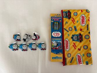 Very Rare Vintage 2005 Japan Set of 7 Thomas and friends Magnets + Free New Pencils & Pencil Case(used, purchased in UK)