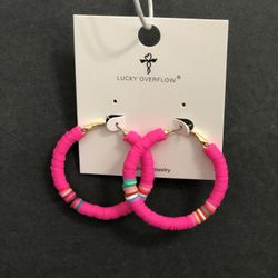 NEW Boho Hoop Vinyl Disc Bead Earrings