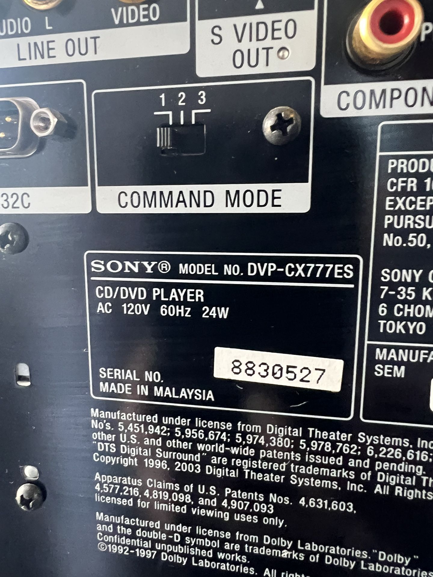 Sony 400 Disc And DVD Jukebox Black Model Dvp-cx777es for Sale in