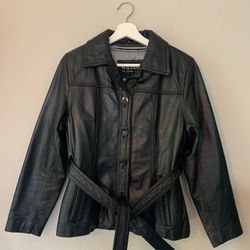 Wilsons Belted Leather Jacket With Thinsulate Zip Out Liner: Size XS