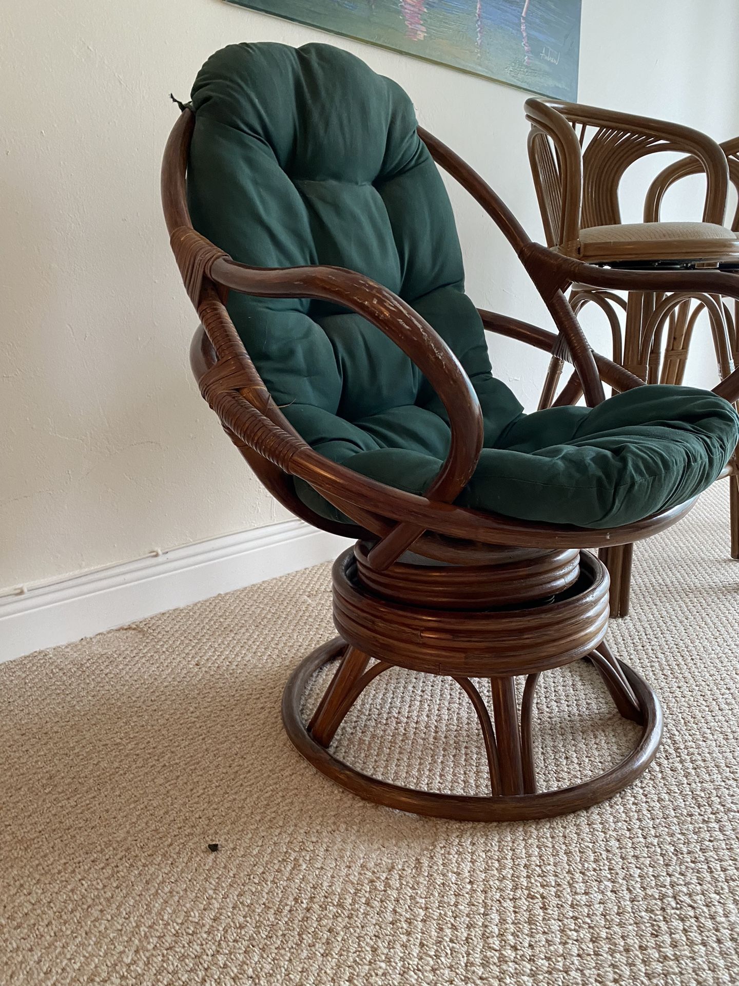 Mid Century Rare 1970s Bamboo Swivel Chair Easy Chair by Angraves