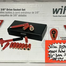 Wiha 31590 10 Piece 1000V Rated Insulated 3/8” Drive Socket Set New 