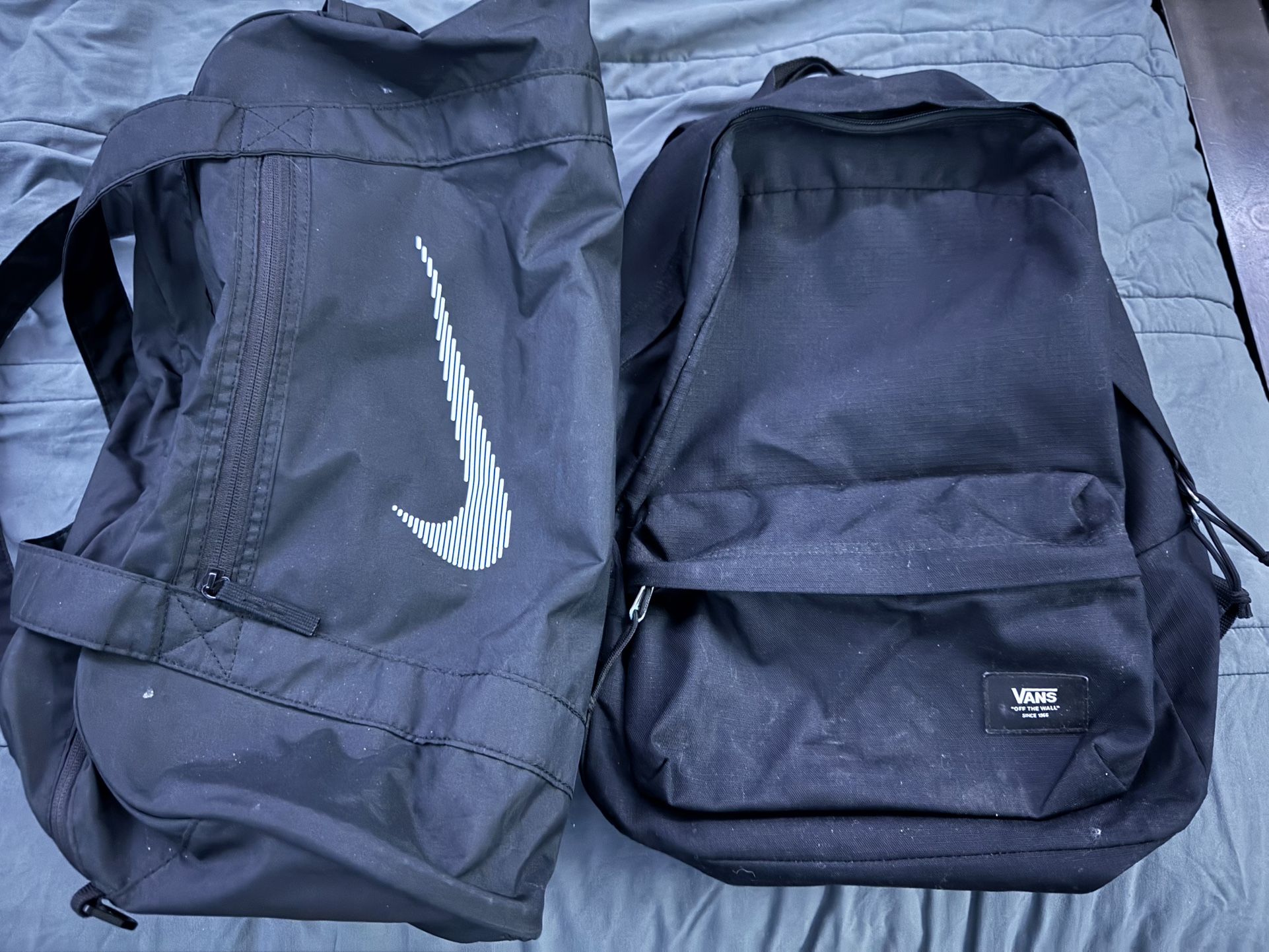 Nike Black Duffel Gym Bag And Vans Black Backpack
