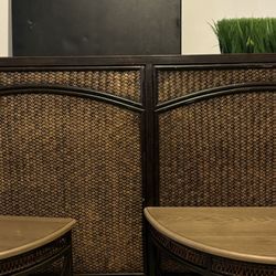 Pier One Full Size Headboard With Two Matching End Tables 