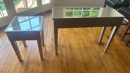 Mirrored console table with small table