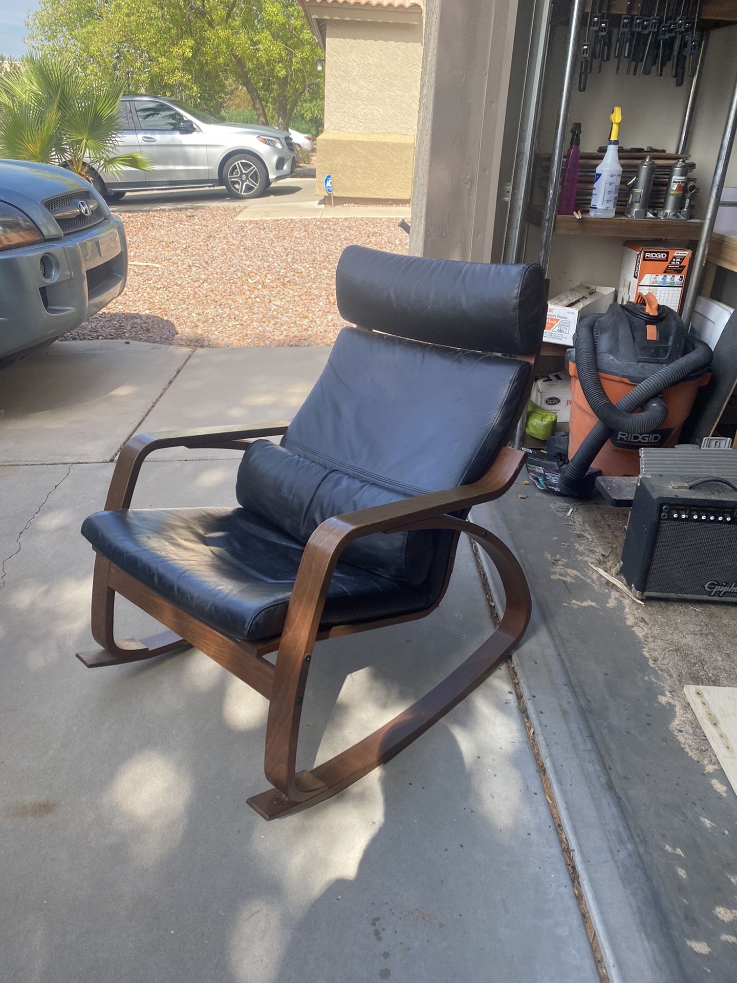 Black Leather Rocking Chair