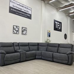 Zakary 6-piece Fabric Power Reclining Sectional Couch With Power Headrests