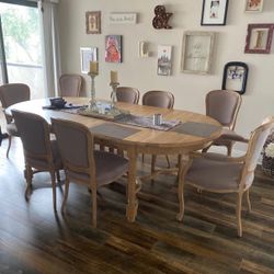 Solid Wood Extendable Dining Table + 8 Chairs – Real Wood
