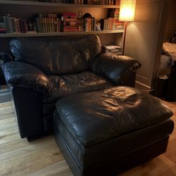 Leather Chair With Ottoman Storage 