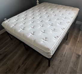 Queen Matress & Metal Frame, Barely Used