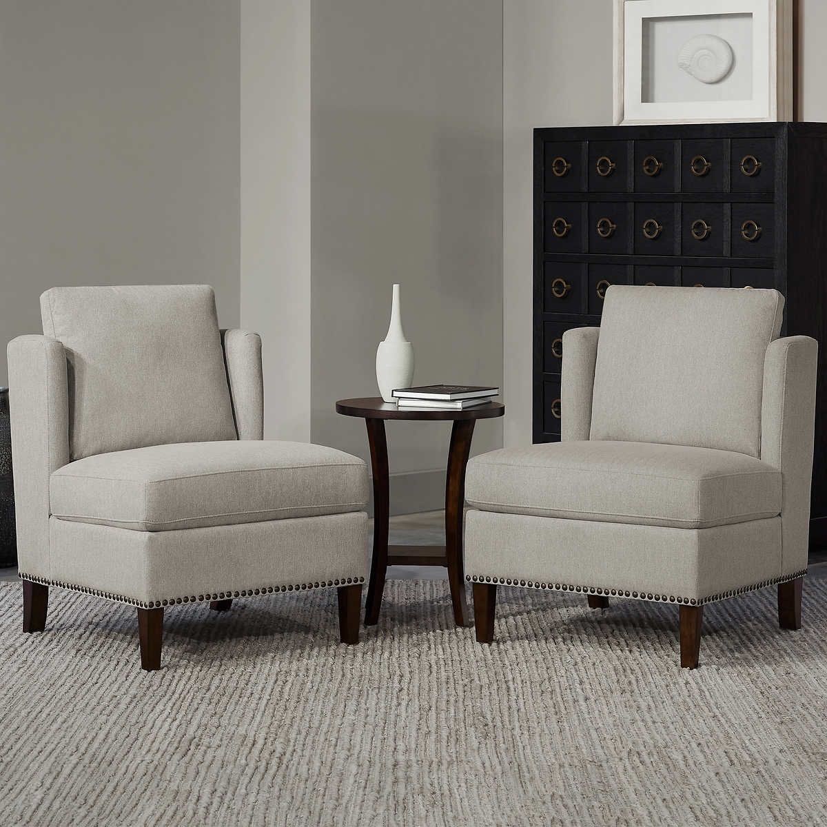 Costco - Thomasville Arlo 3-piece Fabric Chair & Accent Table Set - Retail $599