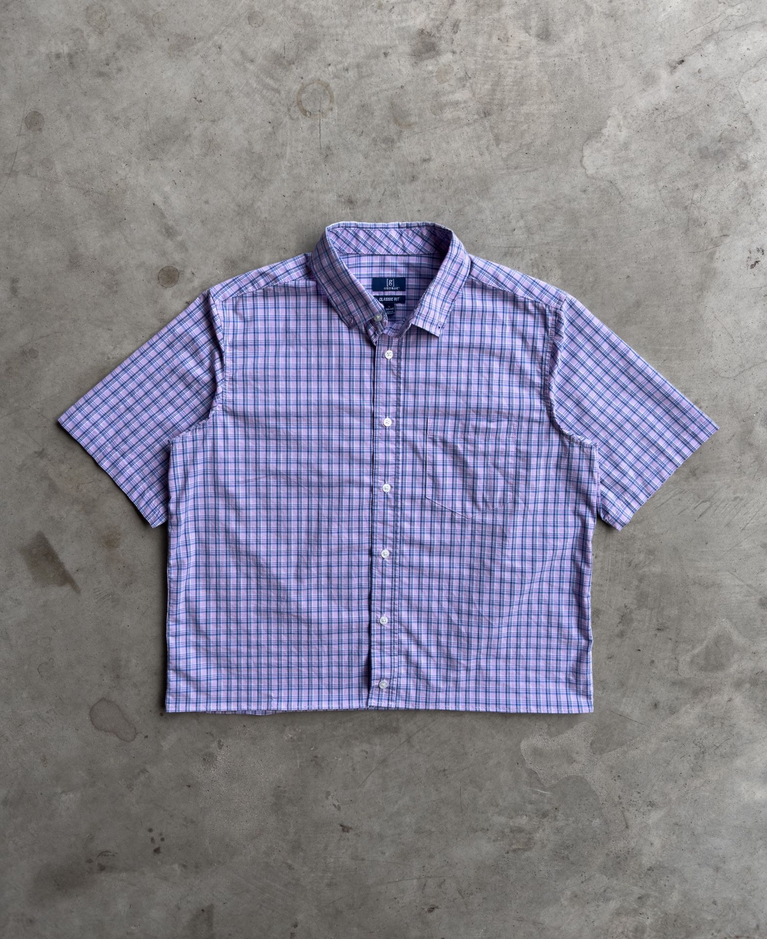 Vintage Cropped Plaid Button Down Shirt - L