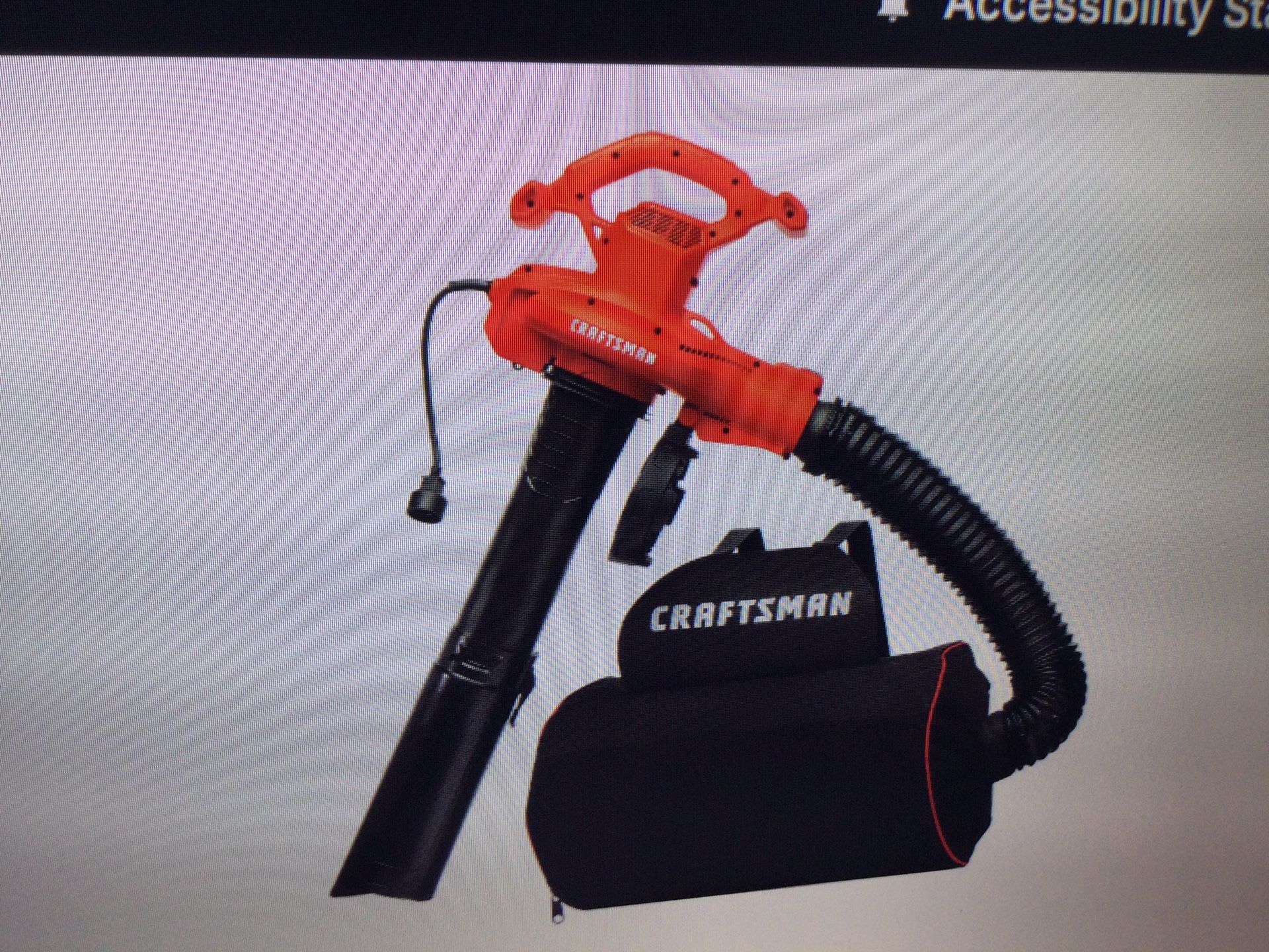 CRAFTSMAN LEAF BLOWER/LEAF VACUUM  AND MULCHER, 12 AMP, CORDED  RETAILS AT 129.95 PLUS TAX