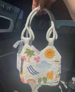 Beaded summer motif hand bag