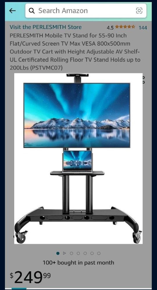 Mobile TV Stand for 55-90 Inch Flat/Curved Screen