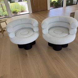 Vesta Single Sofa Pair Circular Chairs In Off White
