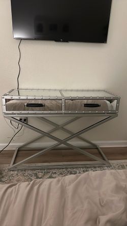 Glass table with two drawers