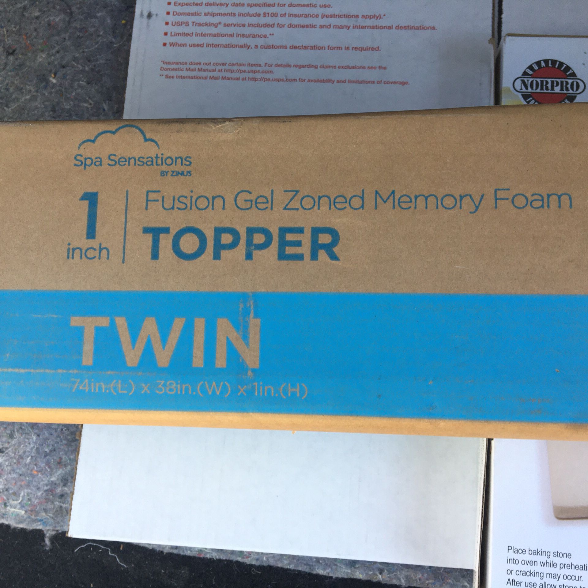 New Twin Size Mattress Topper 1” Memory Foam