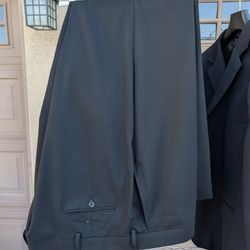 Men's Black Slacks - 52 X 30 - Polyester / Viscose / Wool