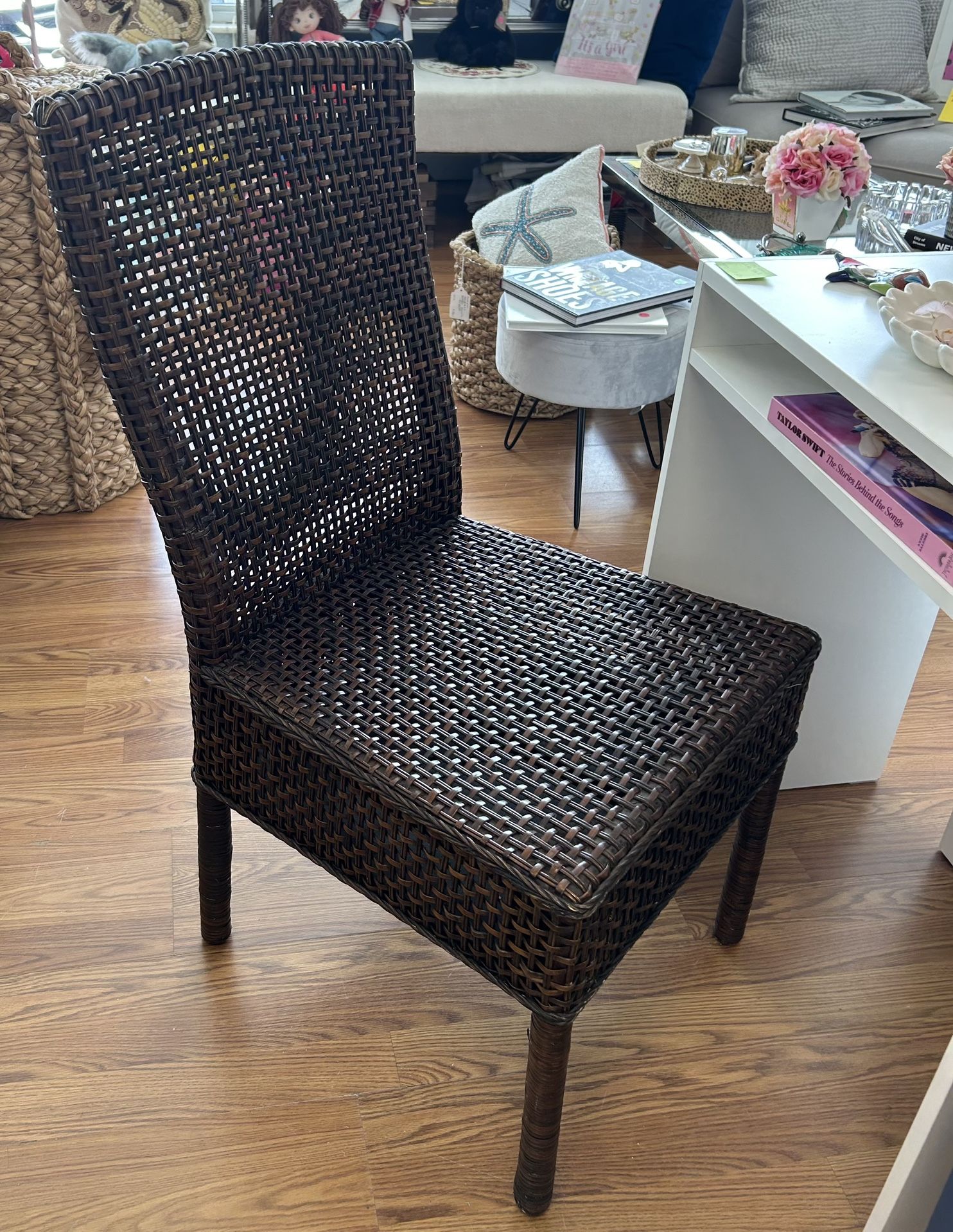 Brown rattan woven desk chair