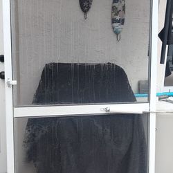 39.5 x 79.5 Stainless Aluminium Frame Hinged Swing Screen Door & hardware patio pool cage deck storm Door Lynie Enclosure Lock Latch 