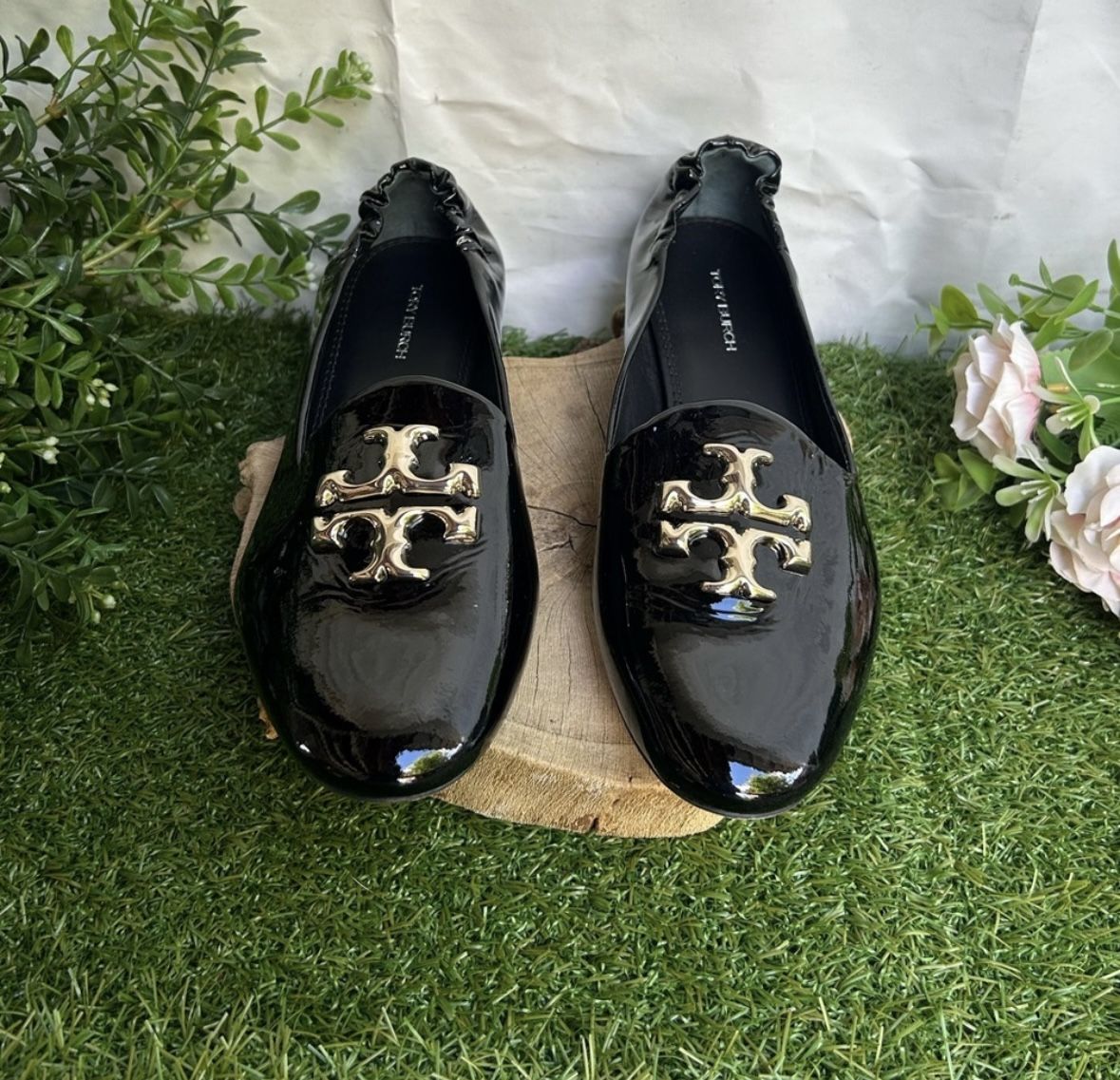 Tory Burch ELEANOR LOAFER women Black Patent Leather Shoes size 7 new