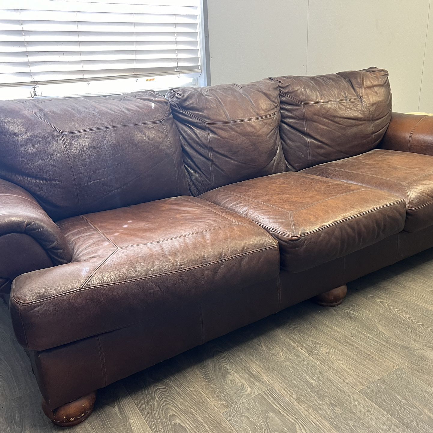 Brown Leather Couch And Chair 
