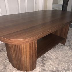 Coffee Table Modern Oval 2-tier Center Table w Storage, Farmhouse Style, Loving Room, Home