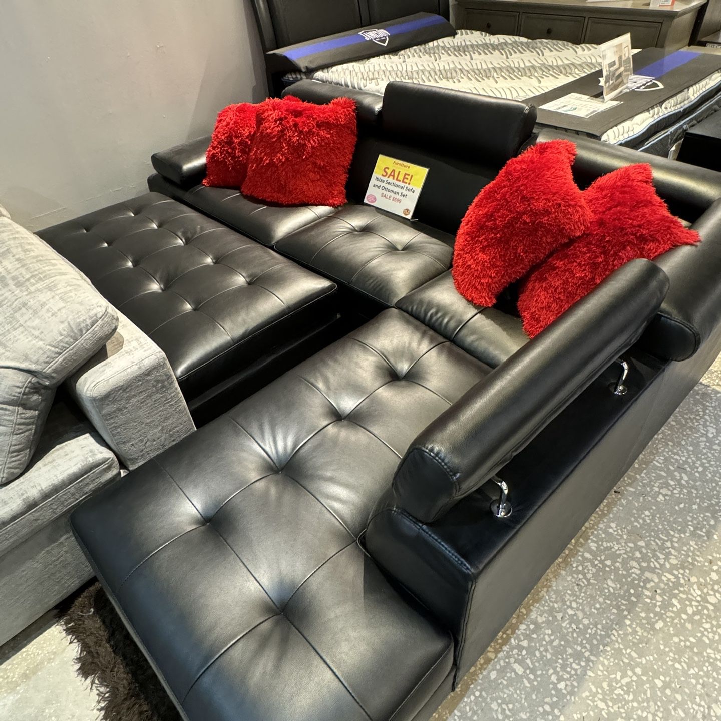 BEAUTIFUL BLACK IBIZA SECTIONAL SOFA!$699!*SAME DAY DELIVERY*NO CREDIT NEEDED*EASY FINANCING*HUGE SALE*
