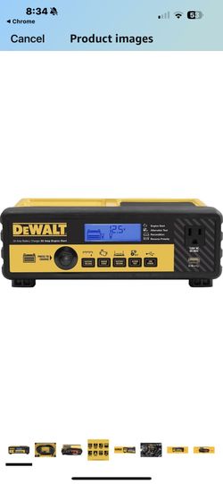 DEWALT DXAEC801B 30 Amp Bench Battery Charger: 80 Amp Engine Start, 2 Amp Maintainer, 120V AC Outlet, 3.1A USB Port, Battery Clamps