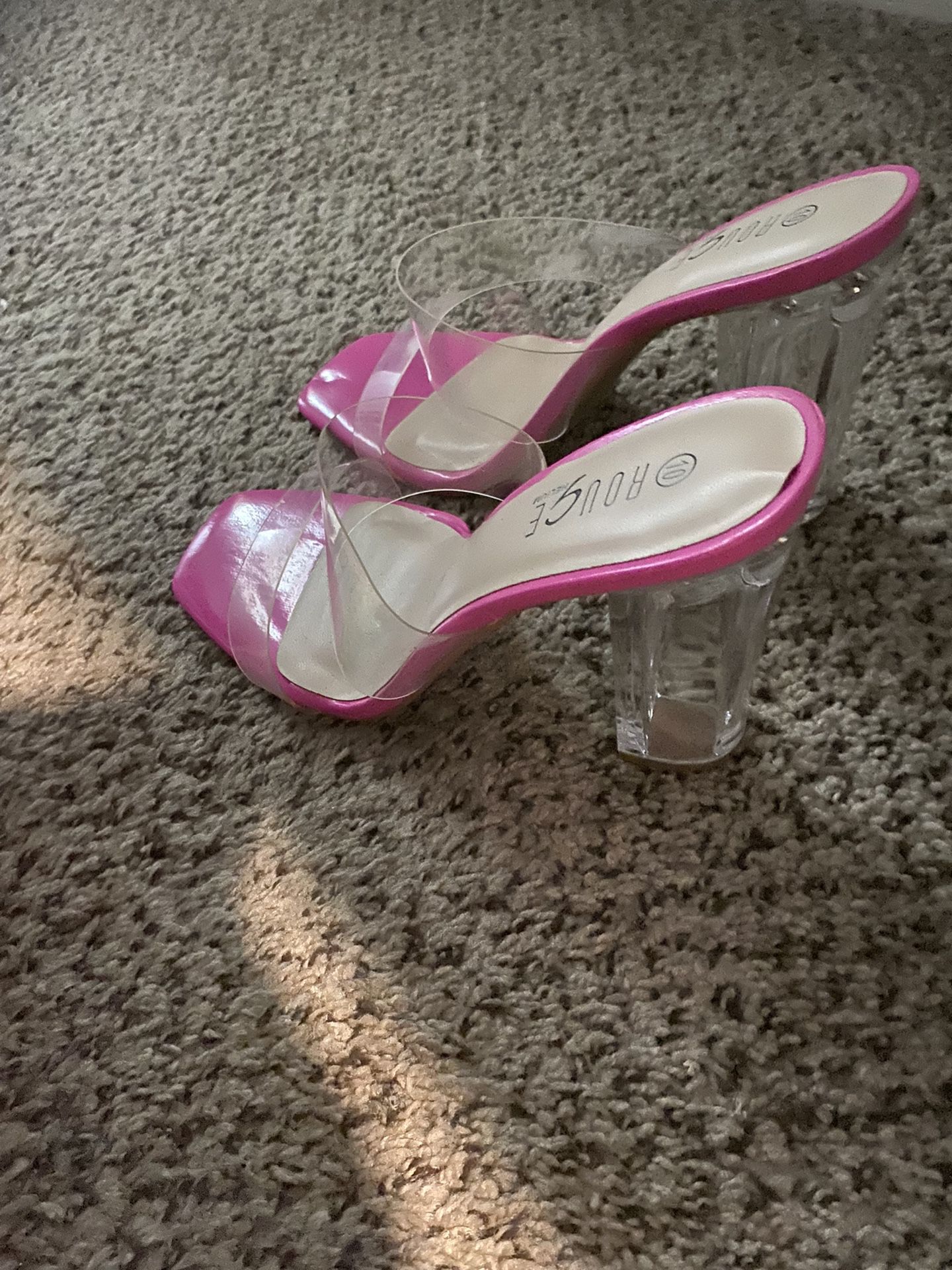 Pink And Clear Heels Size 10