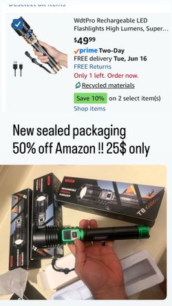 Rechargeable LED Flashlights High Lumens, Super Bright 90000LM Rechargeable Flashlight with LCD Display, 5 Modes & Waterproof Powerful 10000mAh Handhe