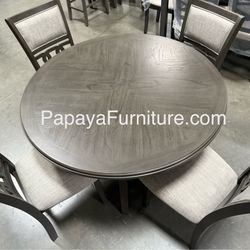 New! Casual 5pcs dining Set, Round Dining Set, Table And Chairs, Dinette Set, Round Table, Chairs, Table, Wooden Top Table, Dinette Set, Kitchen Table