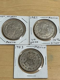 Mexico 1 peso coins 10% silver~ lot of 3 coins