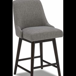 CHITA Bar Stools,26” Counter Height Barstool Swivel Upholstered Chair with Back,360°Free Swivel Barstool,Fabric in Fog Gray