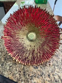 Red and Gold Starburst Decorative Bowl