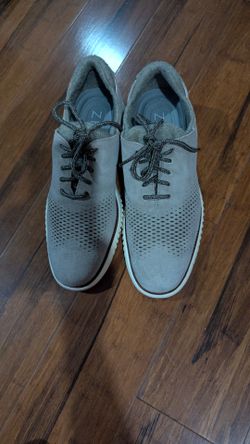 Cole Haan 2.ZERØGRAND Laser Wingtip shoes, gray suede, men's sz 9