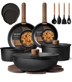 CAROTE 19pcs Pots and Pans Non Stick, Cookware Sets Detachable Handle, Induction Kitchen Pots and Pans,NonStick Cooking Set, Oven/Dishwasher/Fridge Sa