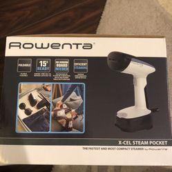 Rowenta brand page X-Cel Travel Folding Pocket Steamer. 