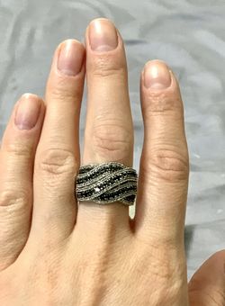 Black & White Diamond Sterling Silver Ring With 100% Genuine 1/2ct Diamonds