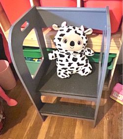 Gray Wooden Kids Learning Tower Step Stool