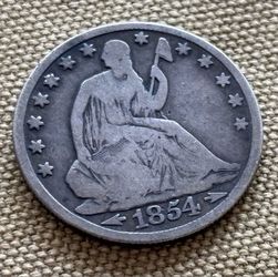 Half dollar 1854 O. Antique coin USA