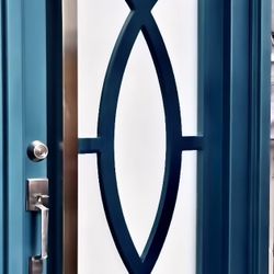 Custom Made Main Entry Iron Doors Whit Tempered Glass And Custom Paint